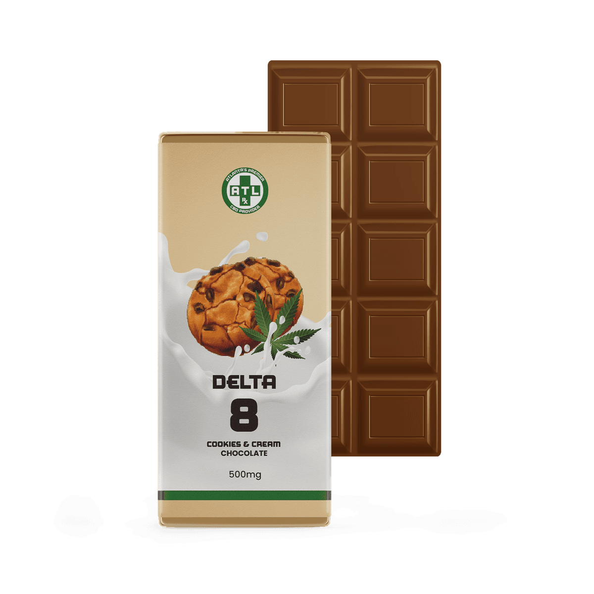 ATLRx Cookies and Cream Delta 8 Bars 500mg